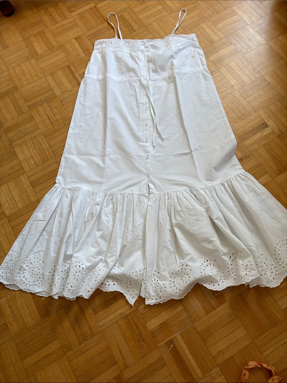 Mes Desmisells White Eyelet Tiered Maxi dress
